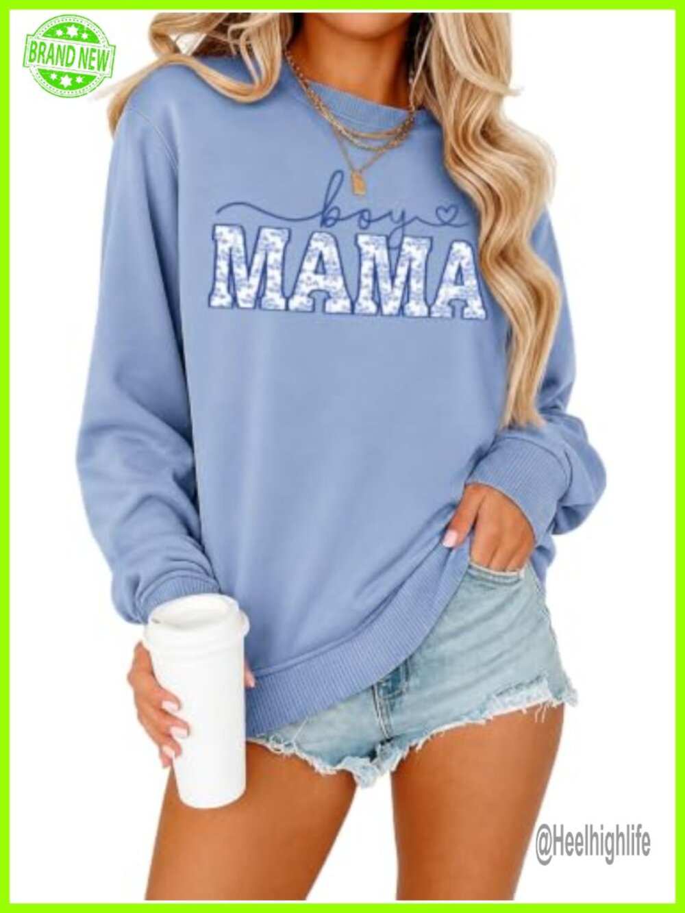 Mama Embroidered Floral Graphic Sweatshirt Crew Neck Long Sleeve Pullover